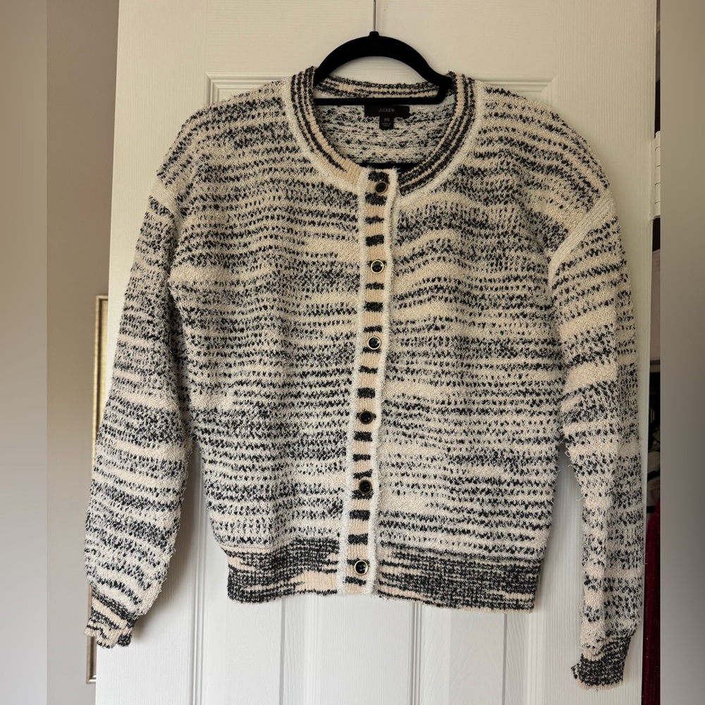 JCREW Women's Black and White Cardigan Sweater